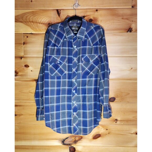 Vintage Mens Size XLT 17/17.5 X Tall Outlaw Western Wear Pearl Snap Button Up - Picture 8 of 11